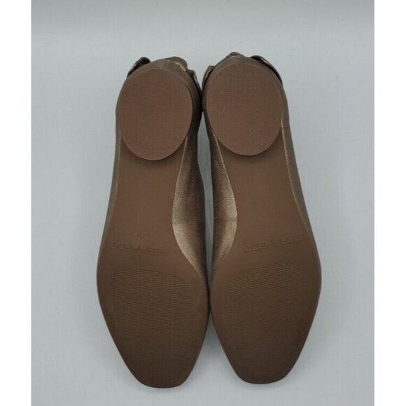 Bernardo Women Eloise Leather Bow Ballet Flat 7 Platinum Distressed Leather Gold - Picture 15 of 16